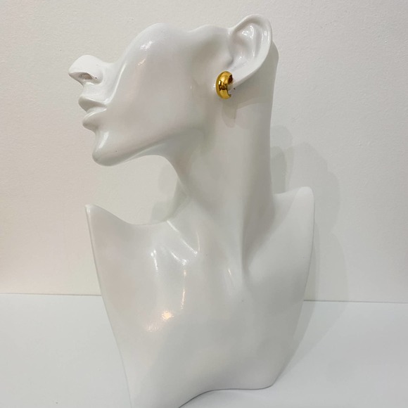 VTG Gold Small Wide Hoop Earrings - Picture 6 of 7